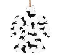 Black Dogs Printed Angel Shape Christmas Tree Pendants 2 Pcs, Lanyards Home Holiday Xmas New Year Party Decorations