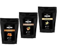 Black Donkey Coffee Roasters - Flavoured Whole Coffee Beans - Taster Pack (300g, Pack of 3) | Caramel, Hazelnut, Vanilla | Hamper Style Gift Idea for Him & Her