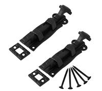 Black Door Bolt Necked 100mm Cast Iron Ornate Door Bolts Antique Fish Tail Bolt Ironmongery Door Gate Bolts Necked Cranked Locks with Matching Screws Pack of 2.
