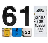 Black Door Numbers Stick On, 0-99, Letters A, B, C, D, 3'' House Numbers Self Adhesive Stickers, For Doors, Mail Boxes, Hotel Rooms (61)