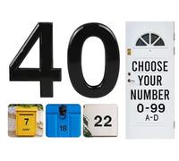 Black Door Numbers Stick On, 0-99, Letters A, B, C, D, 3'' House Numbers Self Adhesive Stickers, For Doors, Mail Boxes, Hotel Rooms (40)