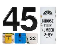 Black Door Numbers Stick On, 0-99, Letters A, B, C, D, 3'' House Numbers Self Adhesive Stickers, For Doors, Mail Boxes, Hotel Rooms (45)