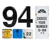 Black Door Numbers Stick On, 0-99, Letters A, B, C, D, 3'' House Numbers Self Adhesive Stickers, For Doors, Mail Boxes, Hotel Rooms (94)