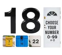 Black Door Numbers Stick On, 0-99, Letters A, B, C, D, 3'' House Numbers Self Adhesive Stickers, For Doors, Mail Boxes, Hotel Rooms (18)