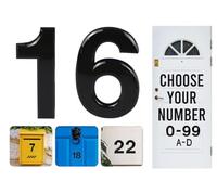 Black Door Numbers Stick On, 0-99, Letters A, B, C, D, 3'' House Numbers Self Adhesive Stickers, For Doors, Mail Boxes, Hotel Rooms (16)