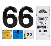 Black Door Numbers Stick On, 0-99, Letters A, B, C, D, 3'' House Numbers Self Adhesive Stickers, For Doors, Mail Boxes, Hotel Rooms (66)