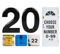 Black Door Numbers Stick On, 0-99, Letters A, B, C, D, 3'' House Numbers Self Adhesive Stickers, For Doors, Mail Boxes, Hotel Rooms (20)