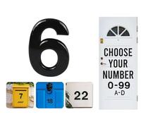 Black Door Numbers Stick On, 0-99, Letters A, B, C, D, 3'' House Numbers Self Adhesive Stickers, For Doors, Mail Boxes, Hotel Rooms (6)