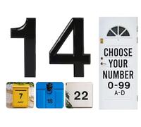 Black Door Numbers Stick On, 0-99, Letters A, B, C, D, 3'' House Numbers Self Adhesive Stickers, For Doors, Mail Boxes, Hotel Rooms (14)