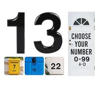 Black Door Numbers Stick On, 0-99, Letters A, B, C, D, 3'' House Numbers Self Adhesive Stickers, For Doors, Mail Boxes, Hotel Rooms (13)