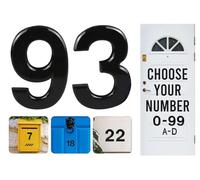 Black Door Numbers Stick On, 0-99, Letters A, B, C, D, 3'' House Numbers Self Adhesive Stickers, For Doors, Mail Boxes, Hotel Rooms (93)