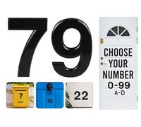 Black Door Numbers Stick On, 0-99, Letters A, B, C, D, 3'' House Numbers Self Adhesive Stickers, For Doors, Mail Boxes, Hotel Rooms (79)