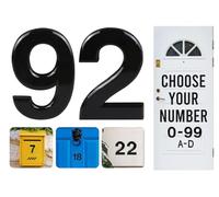 Black Door Numbers Stick On, 0-99, Letters A, B, C, D, 3'' House Numbers Self Adhesive Stickers, For Doors, Mail Boxes, Hotel Rooms (92)
