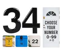 Black Door Numbers Stick On, 0-99, Letters A, B, C, D, 3'' House Numbers Self Adhesive Stickers, For Doors, Mail Boxes, Hotel Rooms (34)