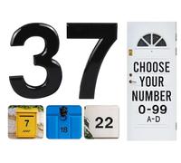 Black Door Numbers Stick On, 0-99, Letters A, B, C, D, 3'' House Numbers Self Adhesive Stickers, For Doors, Mail Boxes, Hotel Rooms (37)