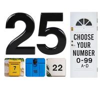 Black Door Numbers Stick On, 0-99, Letters A, B, C, D, 3'' House Numbers Self Adhesive Stickers, For Doors, Mail Boxes, Hotel Rooms (25)
