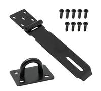 Black Door Padlock Hasp, 5 Inch Stainless Steel Padlock Hasp and Staple Heavy Duty Shed Lock Hasp with 9pcs Screws, Shed Door Locks Heavy Duty Gate Lock Security Hasp and Staple for Door Window