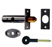 Black Door Security Rack Bolt 60mm Complete with Star Key