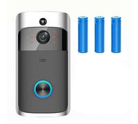 (Black Doorbell+3x2600mAh Batteries) Smart Phone Wireless WiFi Video Doorbell Wireless
