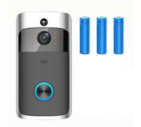 (Black, Doorbell+3xBatteries) WiFi Wireless Video Doorbell Camera Smart Door Ring HD Intercom Bell Home Security Camera