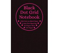 Black Dot Grid Notebook: Pink Dotted Black Paper, A5 Paper Size, 5mm Spaced Pink Dots, 100 Pages
