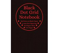 Black Dot Grid Notebook: Red Dotted Black Paper, A5 Paper Size, 5mm Spaced Red Dots, 100 Pages