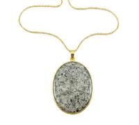 black dot labradoriteoval shape grey color smooth cut 40x32mm stone necklace with 18" cable chain charm handmade healing jewelry for unisex gift & positivity astrology accessories |L_GMYP_0503