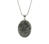 black dot labradoriteoval shape grey color smooth cut 41x32mm stone necklace with 18" cable chain charm handmade healing jewelry for unisex gift & positivity astrology accessories |L_GMYP_0266