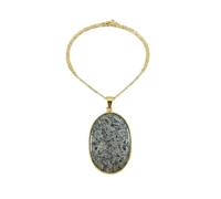 black dot labradoriteoval shape grey color smooth cut 44x32mm stone necklace with 18" cable chain charm handmade healing jewelry for unisex gift & positivity astrology accessories |L_GMYP_0481