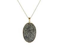 black dot labradoriteoval shape grey color smooth cut 48x32mm stone necklace with 18" cable chain charm handmade healing jewelry for unisex gift & positivity astrology accessories |L_GMYP_0626