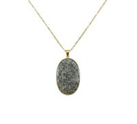 black dot labradoriteoval shape grey color smooth cut 48x32mm stone necklace with 18" cable chain charm handmade healing jewelry for unisex gift & positivity astrology accessories |L_GMYP_0615