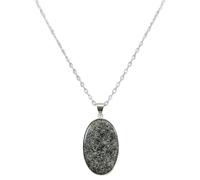 black dot labradoriteoval shape grey color smooth cut 49x32mm stone necklace with 18" cable chain charm handmade healing jewelry for unisex gift & positivity astrology accessories |L_GMYP_0314