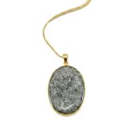 black dot labradoriteoval shape grey color smooth cut 50x32mm stone necklace with 18" cable chain charm handmade healing jewelry for unisex gift & positivity astrology accessories |L_GMYP_0488