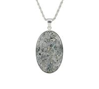 black dot labradoriteoval shape grey color smooth cut 51x32mm stone necklace with 18" cable chain charm handmade healing jewelry for unisex gift & positivity astrology accessories |L_GMYP_0209