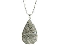 black dot labradoritepear shape grey color smooth cut 50x32mm stone necklace with 18" cable chain charm handmade healing jewelry for unisex gift & positivity astrology accessories |L_GMYP_0183