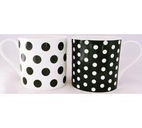 Black Dots & Spots Mugs Set of 6 Fine Bone China Large Black Dots Balmoral Mug Hand Decorated in The UK