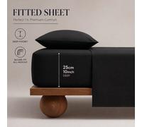 (Black, Double (137 x 190 cm)) Extra Deep 25cm Fitted Sheet Bed Sheets Single Double King Super King Size