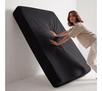 (Black, Double (137 x 190 cm)) Fitted Sheet Bed Sheets Extra Deep 25CM Single Double King Sizes