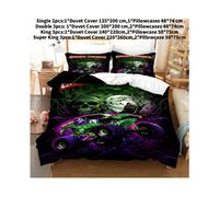 (Black, Double(200x200cm)) Bedding Jam Monster Set Single Twin Full Queen King F1 Bedroom Duvetcover Bed