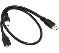 Black Double A USB 3.0 to Micro-B Y Cable - 0.6m Dual USB 3.0 A Male to Micro by Black Power Data Cable Mobile Hard Drive 2 Y Connector Design - Black Durability and attraction
