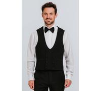 Black Double Breasted 100% Wool Tuxedo Waistcoat Dobell Black M
