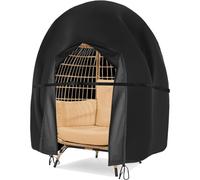 (Black) Double Egg Chair Cover Outdoor Waterproof Dustproof Heavy Duty Garden Cocoon Wicker Patio 2 Seater Large Egg Shaped Swing Chair Cover