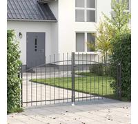 vidaXL Garden Gate with Lock – Grey Steel, 100 x 300 cm