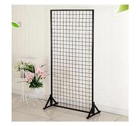Black Double Gridwall Panels Tower with Wheels - Versatile Wire Grid Wall Display Stand for Art, Retail, and Craft Fairs - 100x60CM Partition Screen Mesh