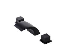 Black Double Handle 3 Hole Curved Waterfall Bathroom Basin Mixer Tap LWX