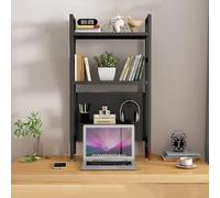 Black Double Layer Desk - 37.4in Pegboard Bookcase & Desktop Shelf for Student Dorms & Home Office Stylish Storage Solution for Study & Work
