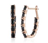 (black) Double Layer Paved Oval Black Zircon Golden Dangle Earrings Gothic Style Women Trendy Accessories
