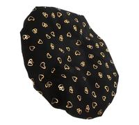 Black Double Layer Shower Cap for Women with Elastic Band | Printed Fabric and PE Design, Water Seepage Barrier, Fits Long Hair, Bath and Spa Use