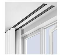 Black Double Rail Sliding Track System with Silent Rollers19ft (5.8m) Room Divider for Motorhome RV Bedroom Living Room Ains Track Rail Solution