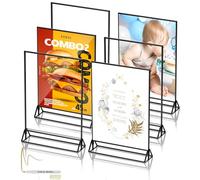 Black Double-Sided Picture Frame, A4, 6 Pieces, Acrylic Tish Card Holder, Table Number Stand for Wedding Table Decoration, Chic Flyer Stand, Card Stand, Picture Frame for Children's Drawings